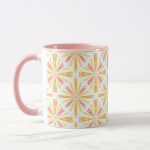 Taza Patrón de ráfagas de sol en el corazón radial amar