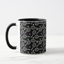 Patrón de raqueta de tenis negro
