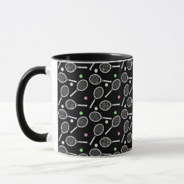 Taza Patrón de raqueta de tenis negro