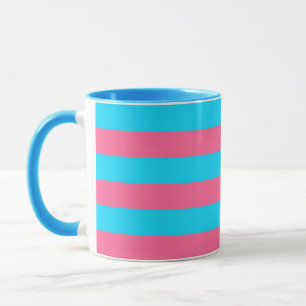 Taza Patrón de rayas azules rosadas