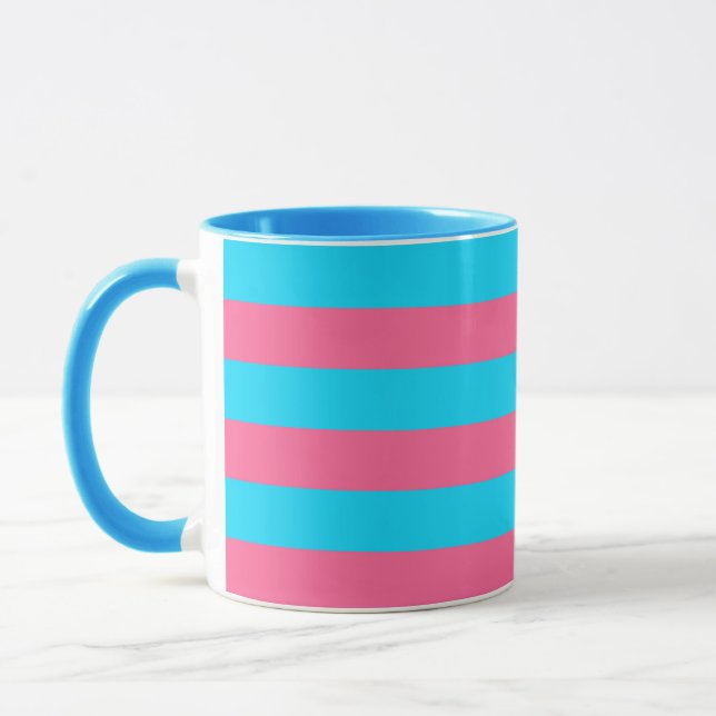 Taza Patrón de rayas azules rosadas  (Izquierda)