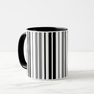 Taza Patrón de rayas blancas y negras grises ceniza  
