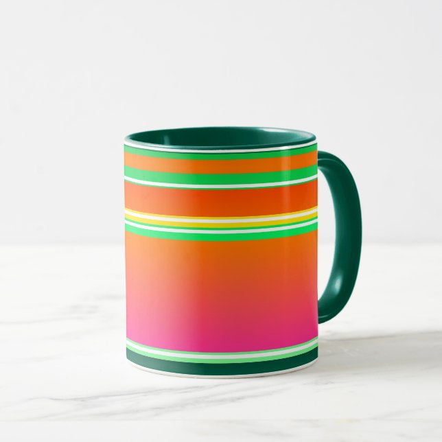 Taza Patrón de rayas moderno de Navidad (Anverso derecho)