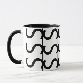 Taza Patrón de rayas onduladas en blanco y negro