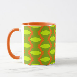 Taza Patrón de rayas ovaladas verdes y naranjas