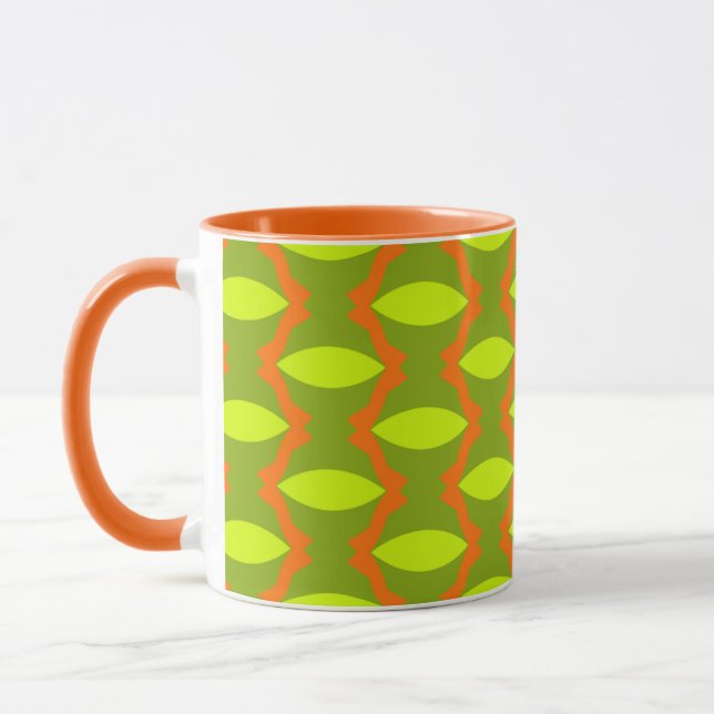 Taza Patrón de rayas ovaladas verdes y naranjas (Izquierda)
