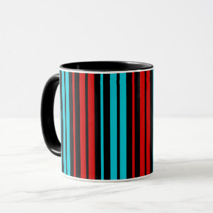 Taza Patrón de rayas rojas y azules negras