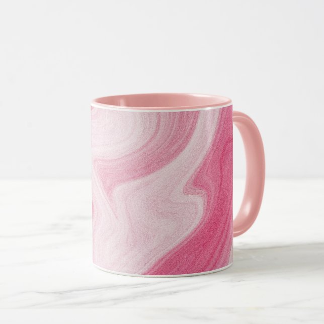 Taza Patrón de remolino de mármol rosa – Abstracto esté (Anverso derecho)