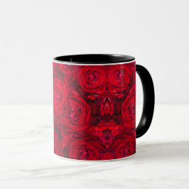 Taza Patrón de rosas rojas profundas