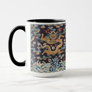 Taza Patrón de seda oriental del dragón chino vintage