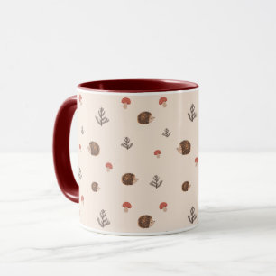 Taza Patrón de setas y edgehog de Woodland