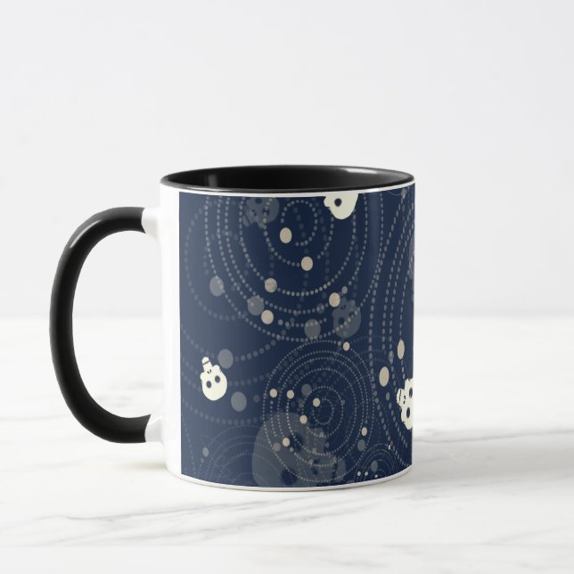 Taza Patrón de silueta de cráneo azul cósmico (Izquierda)