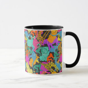 Taza Patrón de siluetas animales retro