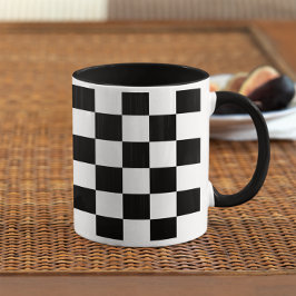 Taza Patrón de tablero de ajedrez en negro y blanco