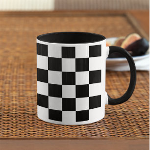 Taza Patrón de tablero de ajedrez en negro y blanco