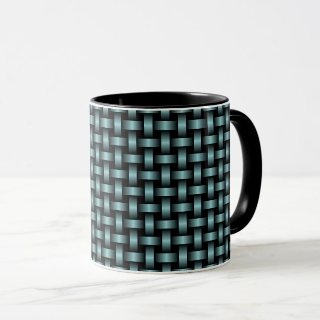 Taza Patrón de Tejido Azul Negro (Anverso derecho)