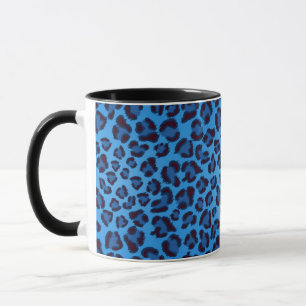 Taza patrón de textura de leopardo azul
