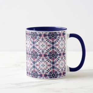 Taza Patrón de tinte azul y rojo
