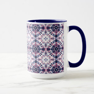 Taza Patrón de tinte azul y rojo