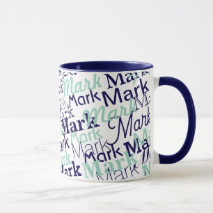 Taza Patrón de tipografía de nombre en azul moderno pri