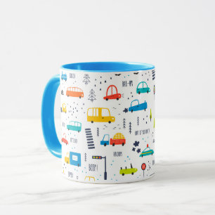 Taza Patrón de tráfico de coches de colores reducidos