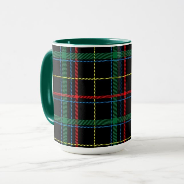 Taza Patrón de trazos de tartán, verde, (Anverso izquierdo)