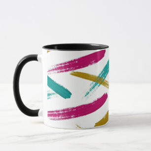 Taza Patrón de trazos vibrantes, cian, magenta y mostaz