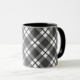 Taza Patrón de trenzado blanco y negro Café de vidrio M