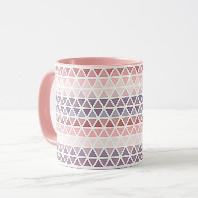 Taza Patrón de triángulo de malla rosada violeta púrpur (Anverso izquierdo)