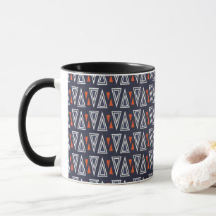 Taza Patrón de triángulos geométricos azul oscuro y roj