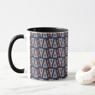Taza Patrón de triángulos geométricos azul oscuro y roj