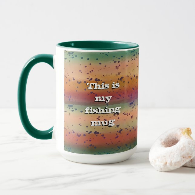 Taza Patrón de trucha arcoiris divertida con nombre de  (Con donut)