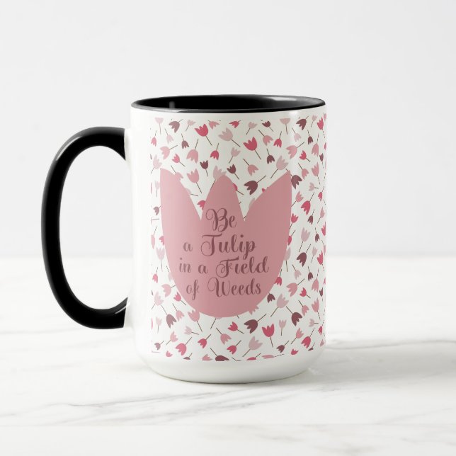 Taza Patrón de tulipanes rosado sencillo dulce, en toda (Izquierda)
