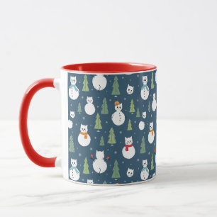 Taza Patrón de vacaciones de los gatos de nieve