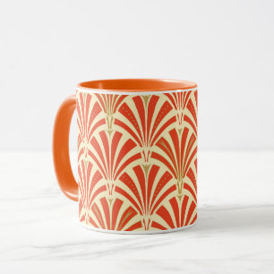 Taza Patrón de ventilador Art Deco - naranja de mandari