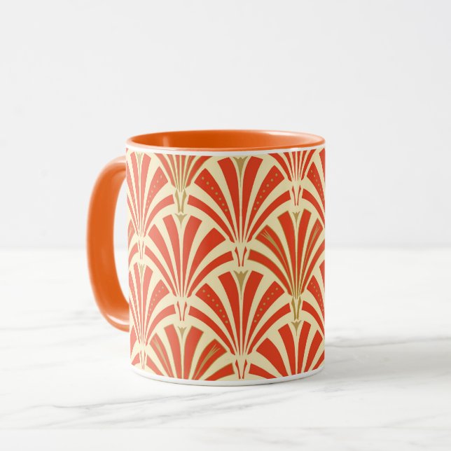 Taza Patrón de ventilador Art Deco - naranja de mandari (Anverso izquierdo)