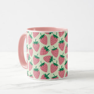 Taza Patrón de verano de fresa rosa