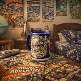 Taza Patrón de viñetas de arte de cómic retro de cienci