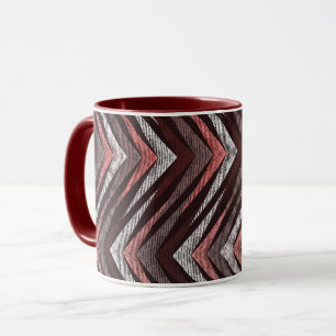 Taza Patrón de zigzag de coral, gris, marrón.
