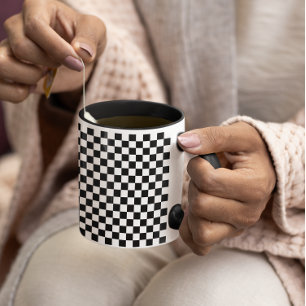 Taza Patrón diminuto de cuadros en blanco y negro