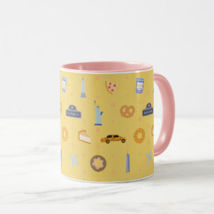 Taza Patrón divertido de iconos y monumentos de la ciud