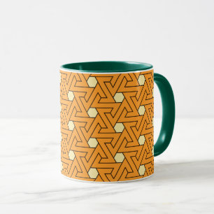 Taza Patrón egipcio del Naranja oriental Beige Hexagon