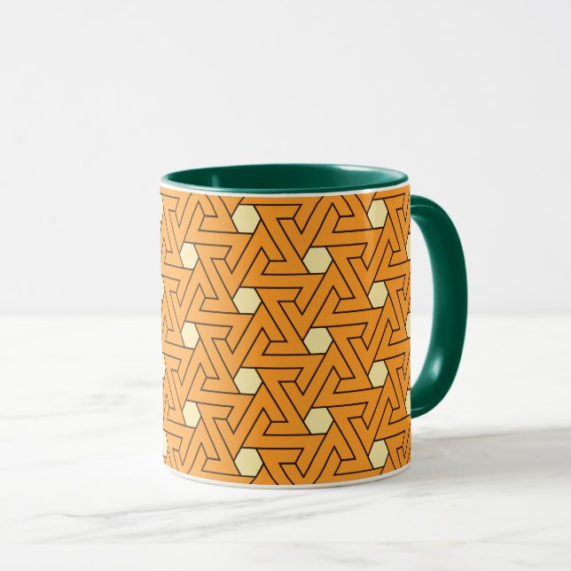 Taza Patrón egipcio del Naranja oriental Beige Hexagon (Anverso derecho)