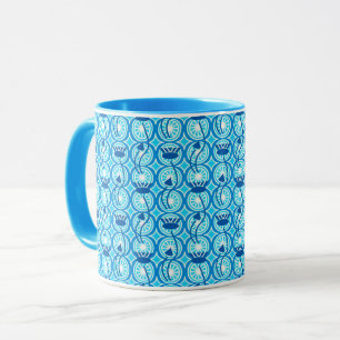 Taza Patrón egipcio Lotus, cobalto y turquesa