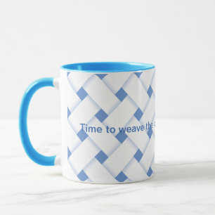 Taza Patrón elegante inspirador de trama tejida en azul