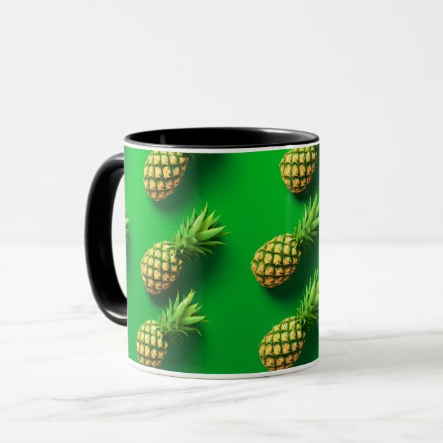 Taza Patrón elegante y moderno de piña y fruta tropical (Anverso izquierdo)