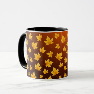 Taza Patrón Estacional de Hojas Amarillas que Caen Colo