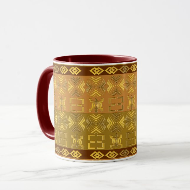 Taza patrón étnico africano con símbolos de Adinkra (Anverso izquierdo)
