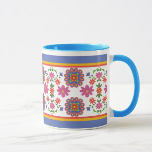 Taza Patrón étnico de las fronteras florales de Rangoli