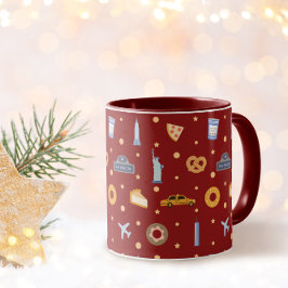Taza Patrón festivo de la ciudad de Nueva York Navidad 